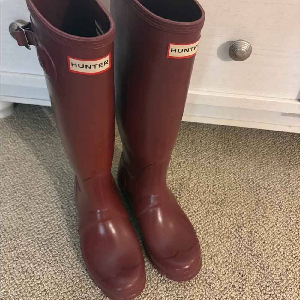 Hunter Dark Red Waterproof Boots
